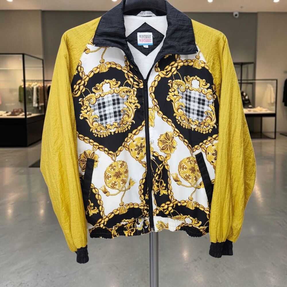 WinterSet Track Jacket Womens Medium Black Gold Baroque Vintage 90s Hip-hop